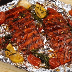 filet bbq style revo food saumon poisson végétal vegan belgique barbecue