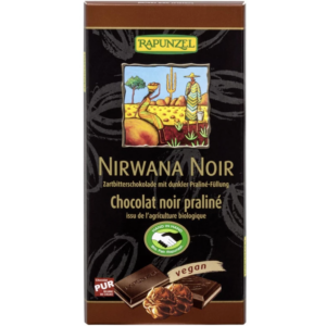 Chocolat Nirwana Noir Fourré Praliné 100g - Rapunzel magasin vegan belgique charleroi en ligne