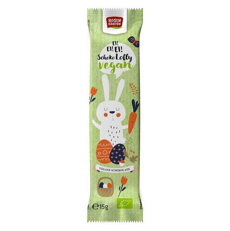 Sucette Lapin en Chocolat Vegan 15g - Rosen Garten magasin vegan belgique en ligne Sucette Lapin en Chocolat Vegan 15g - Rosen Garten magasin vegan belgique en ligne