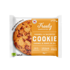 Cookie Vegan Caramel & Pointe de Sel 65g - Freely Handustry magasin vegan belgique en ligne