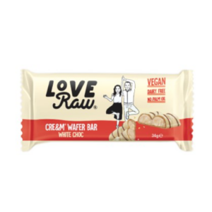 Gaufrettes Chocolat Blanc Fourré Crème 34g - Love Raw magasin vegan belgique en ligne