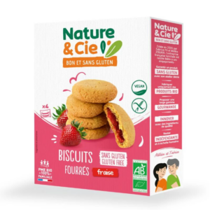 Biscuits Fourrés Fraise Vegan Sans Gluten 135g - Nature & Cie magasin vegan belgique en ligne